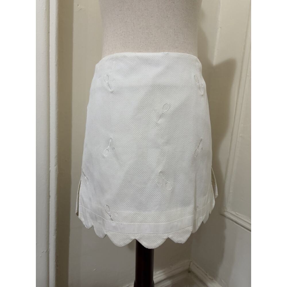 Lily Pulitzer White Scalloped Bottom Skort‎ Embroidered Tennis Rackets Size 4 - Picture 4 of 5